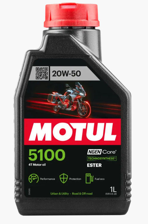 Envase de aceite MOTUL MOTUL 5100 20W50 4T - QT 1LT grado 20W50 - Lubricentro Piloto